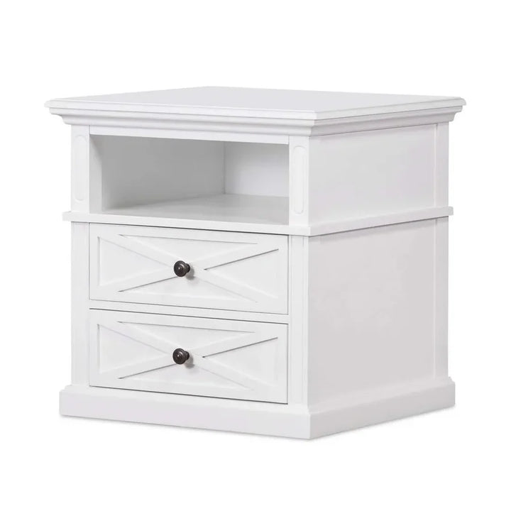 SORRENTO HAMPTONS MEDIUM 2 DRAWER BEDSIDE TABLE WHITE
