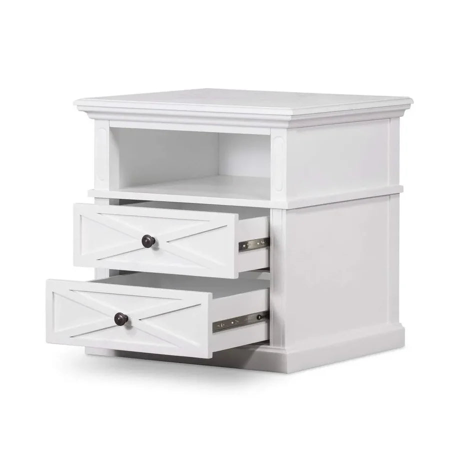 SORRENTO HAMPTONS MEDIUM 2 DRAWER BEDSIDE TABLE WHITE