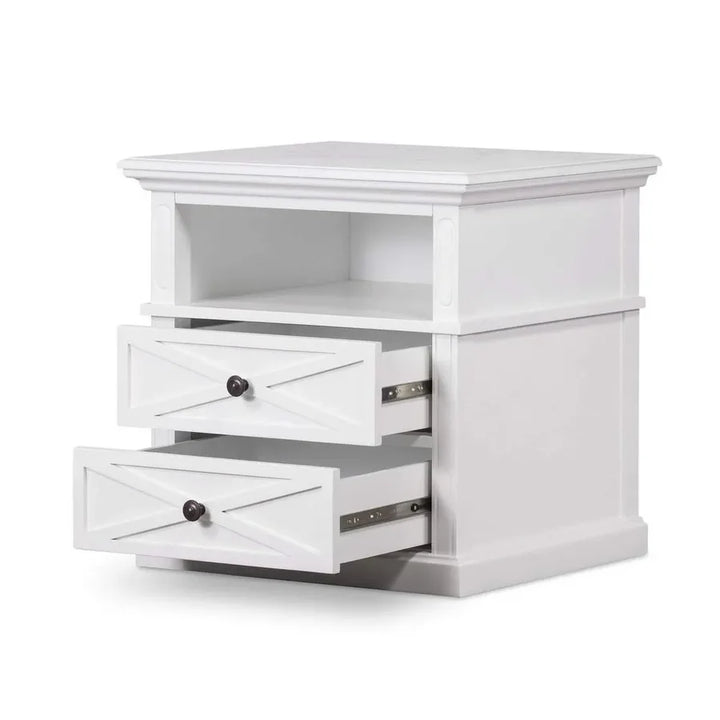 SORRENTO HAMPTONS MEDIUM 2 DRAWER BEDSIDE TABLE WHITE
