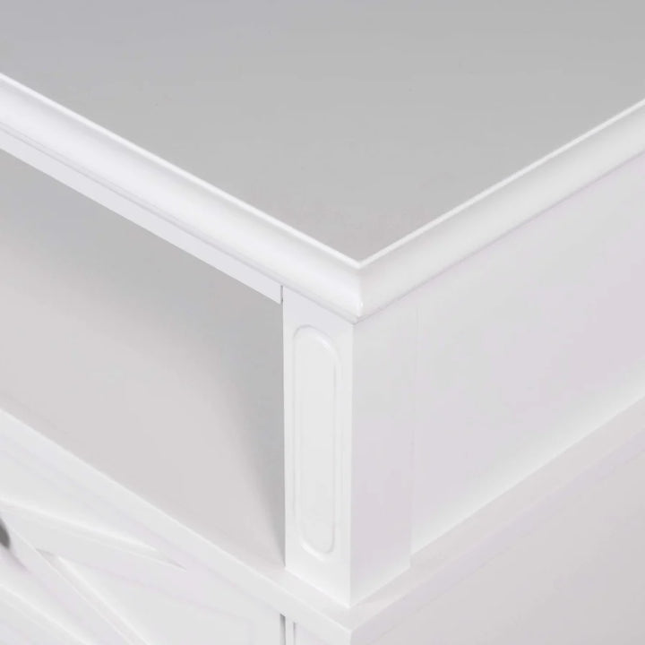 SORRENTO HAMPTONS MEDIUM 2 DRAWER BEDSIDE TABLE WHITE