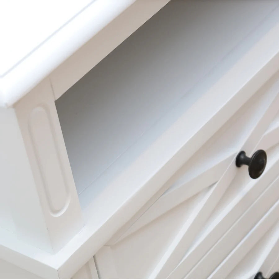 SORRENTO HAMPTONS MEDIUM 2 DRAWER BEDSIDE TABLE WHITE