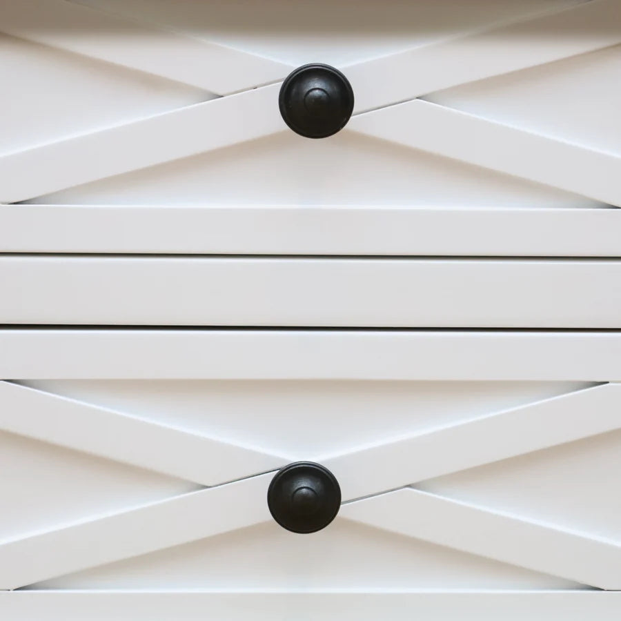 SORRENTO HAMPTONS MEDIUM 2 DRAWER BEDSIDE TABLE WHITE