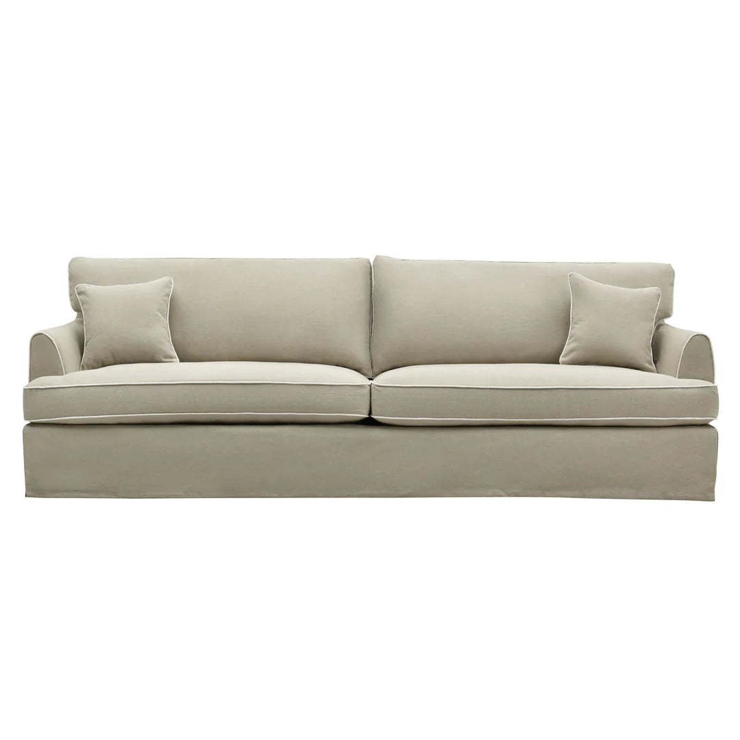 Hampton 4 Seater Sofa Natural with White Piping
