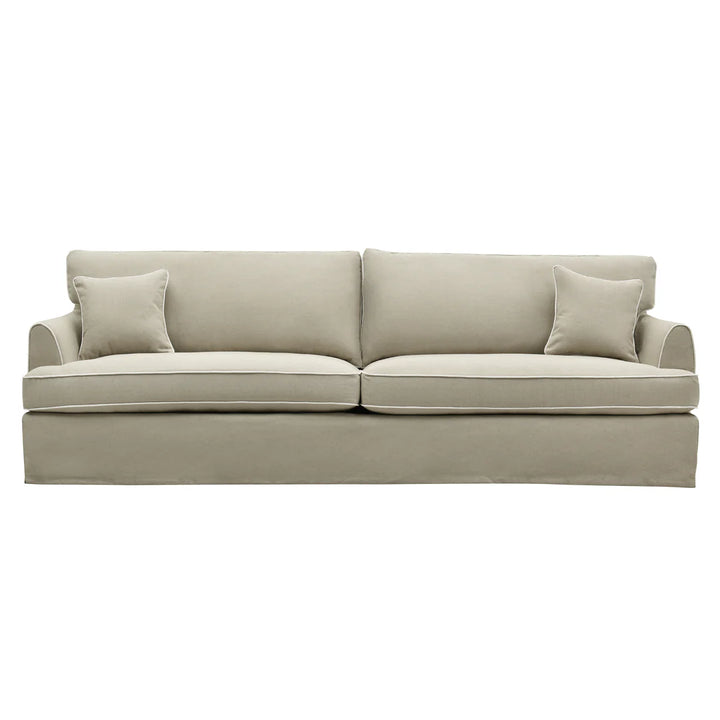 Hampton 4 Seater Sofa Natural with White Piping