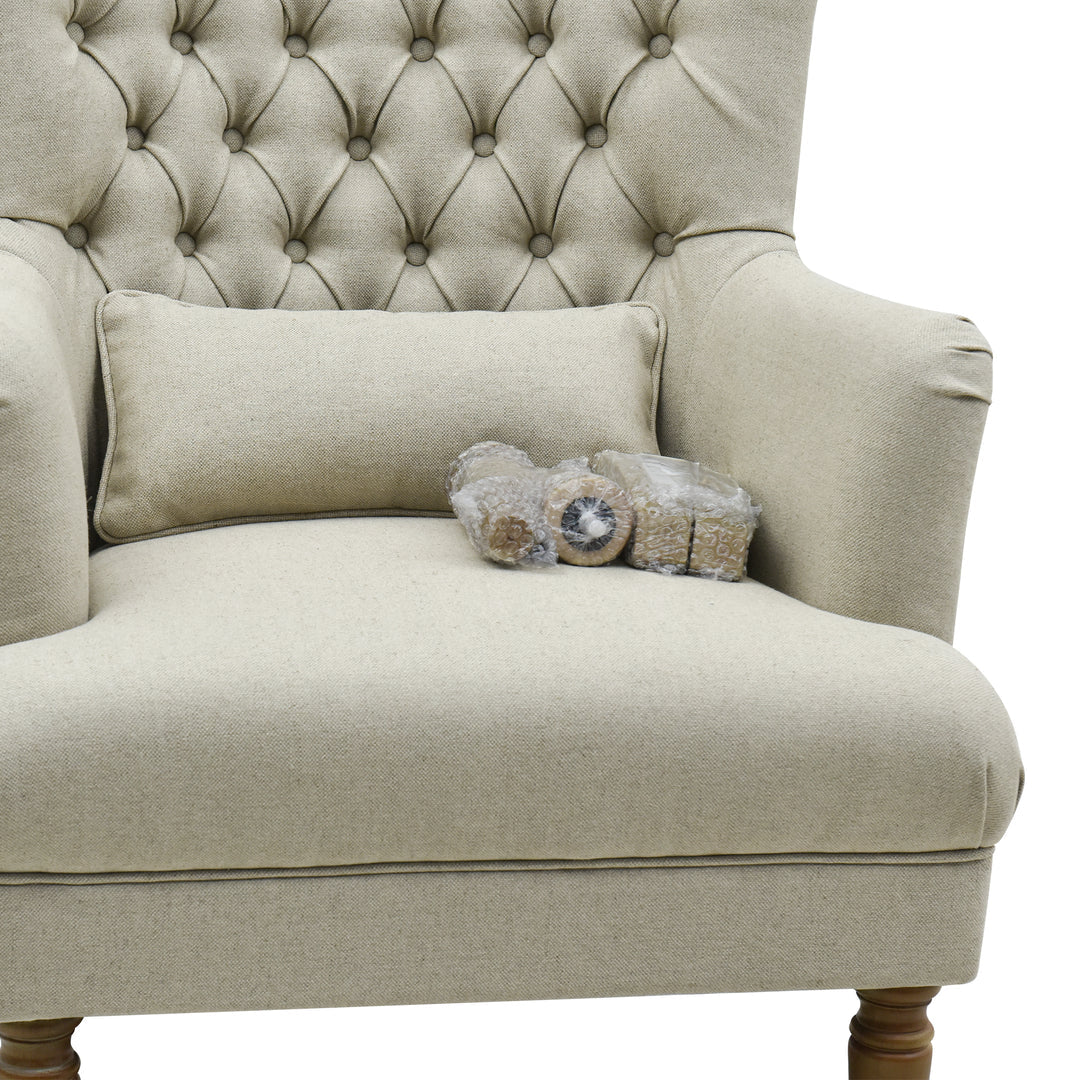 Hampton Beige Wingback Armchair
