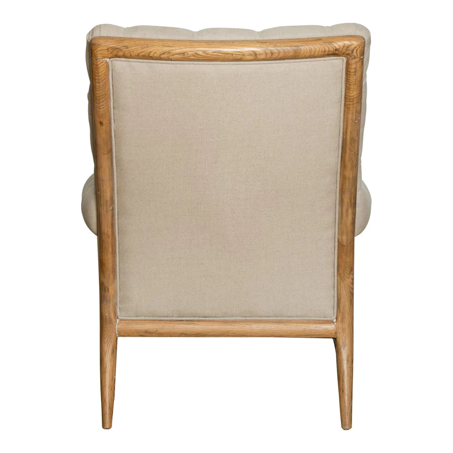 Beige Linen Armchair Oak Legs