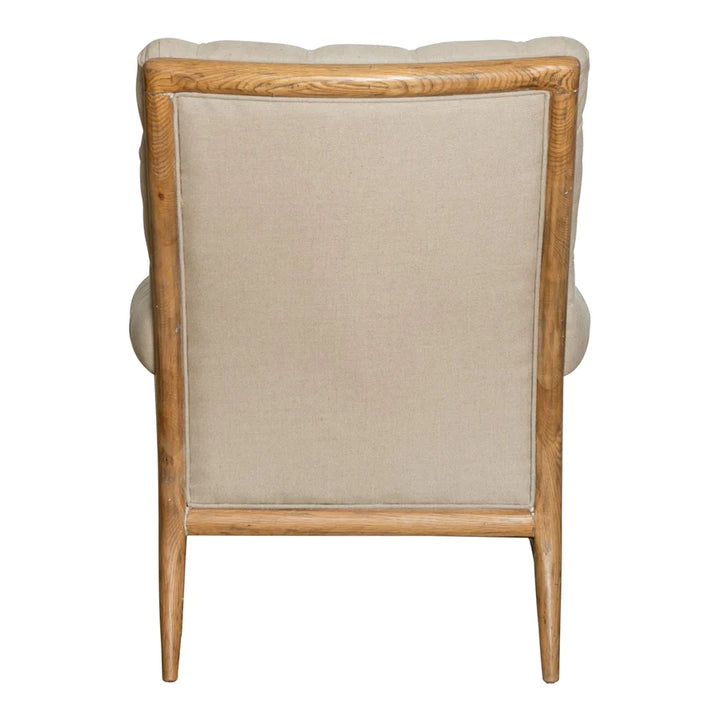 Beige Linen Armchair Oak Legs