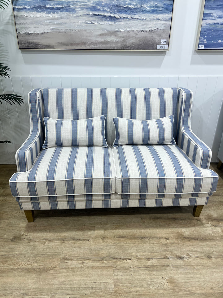 Bondi Hamptons 2 Seater Sofa Blue Stripe