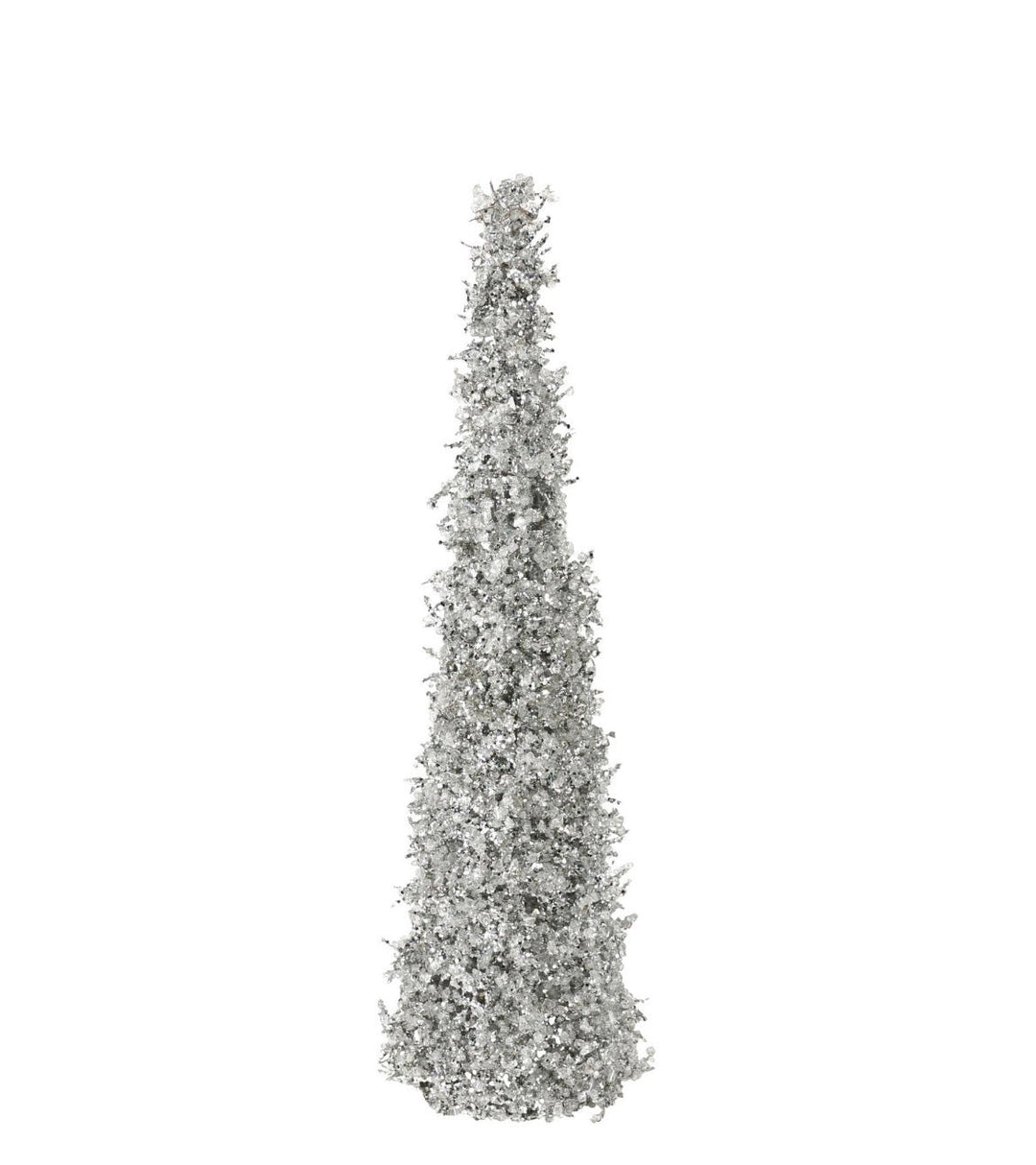 Plastic Ice Silver Cone Tree Small