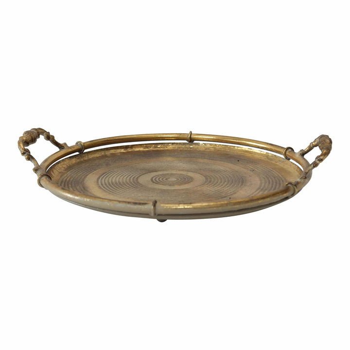 Lustre Piped Round Tray with Handles