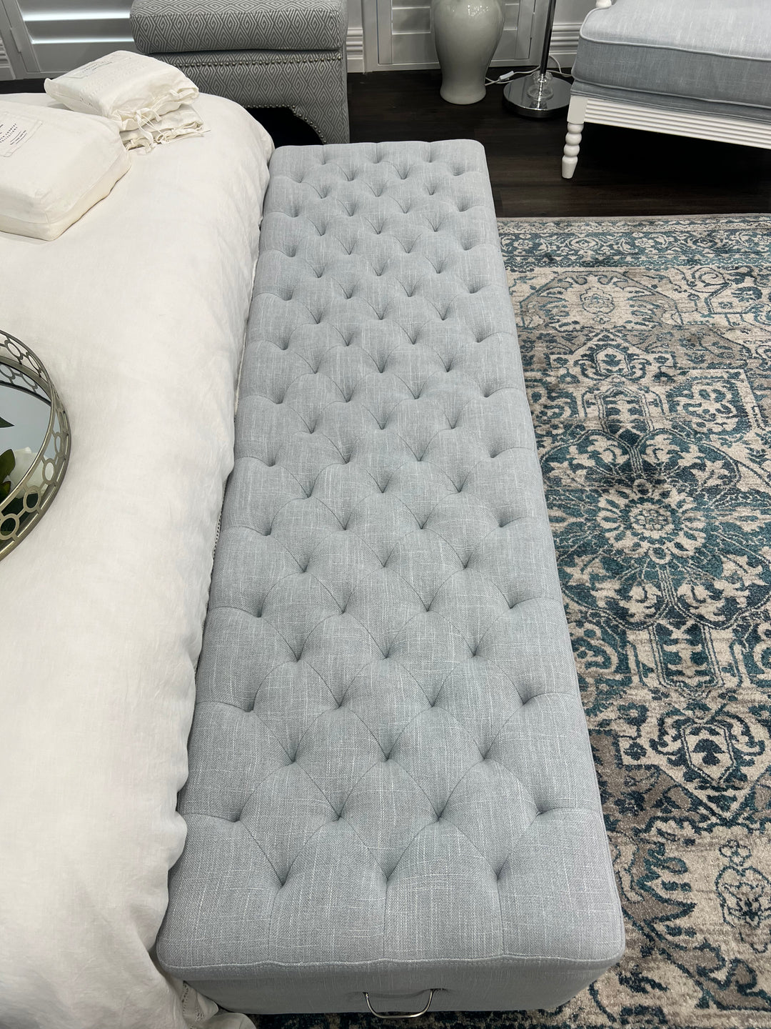 Duck Egg Buttoned Bed Box