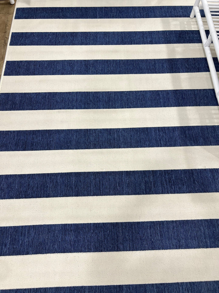 Outdoor Navy Stripe Rug