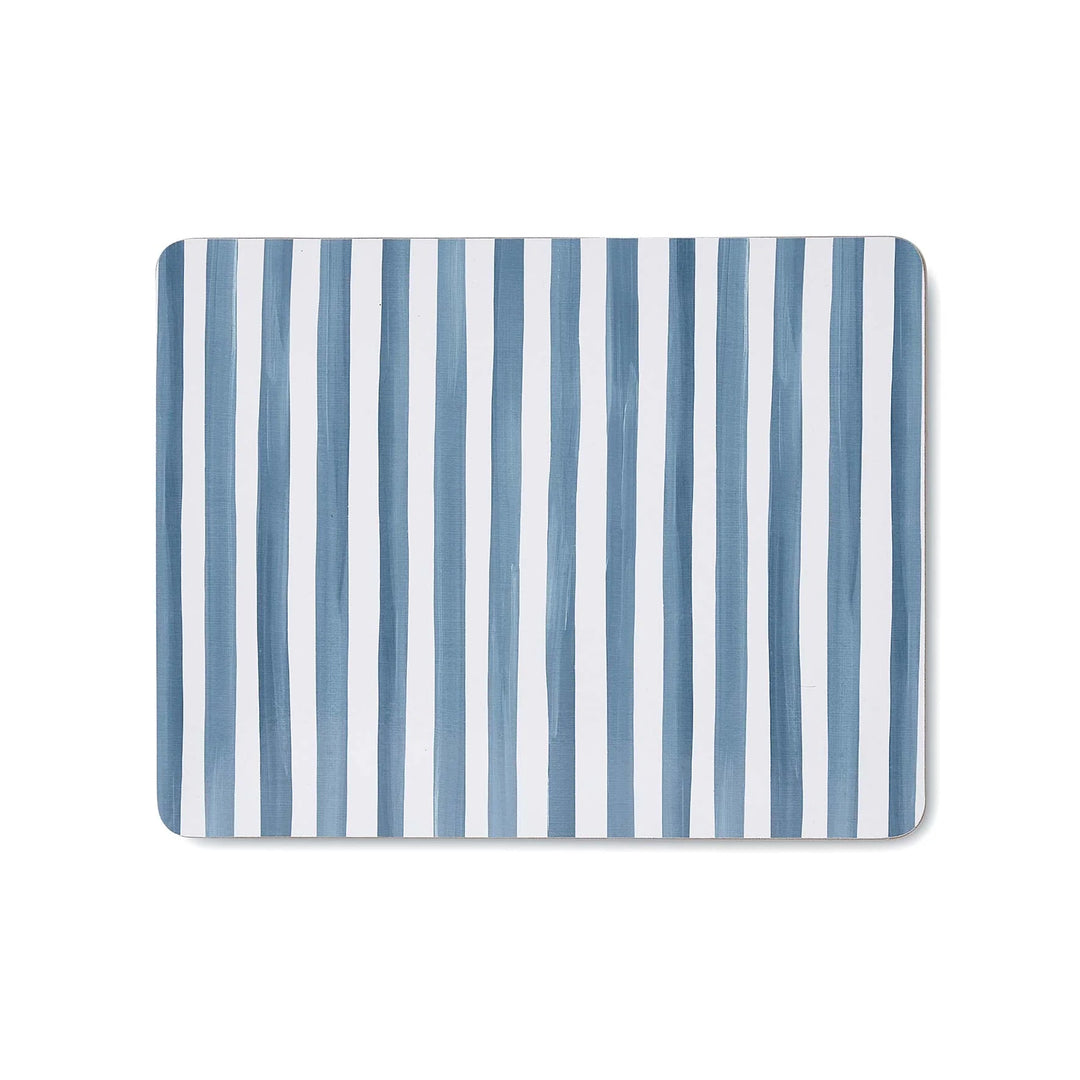 Taylor stripe blue square coasters set