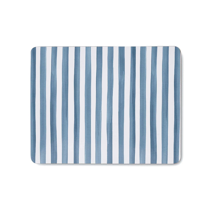 Taylor stripe blue square coasters set