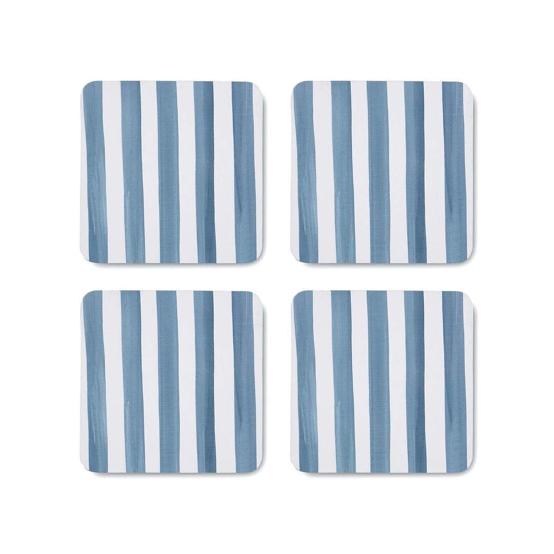Taylor stripe blue square coasters set