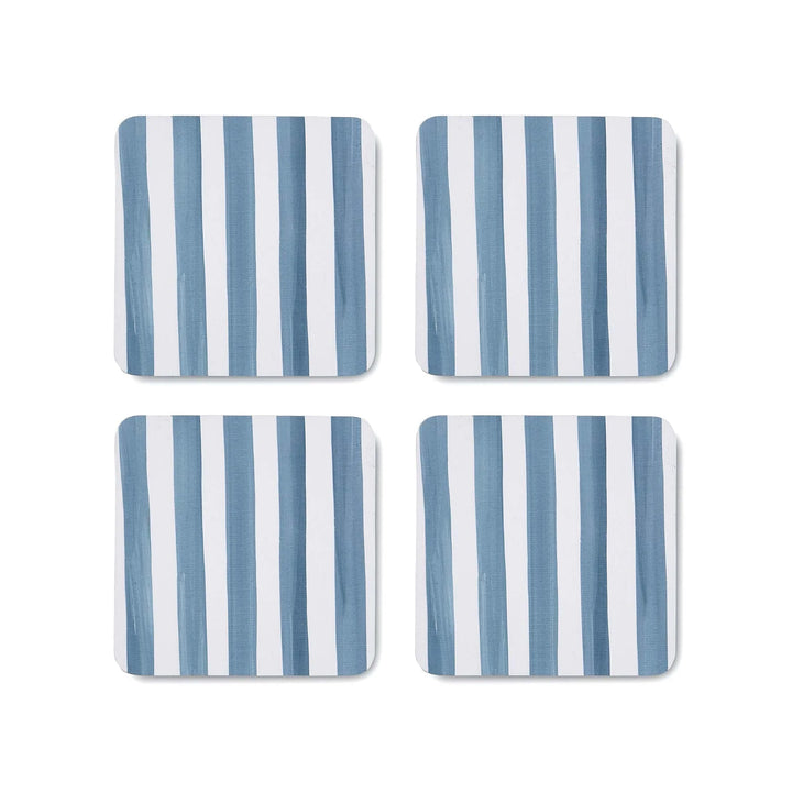 Taylor stripe blue square coasters set
