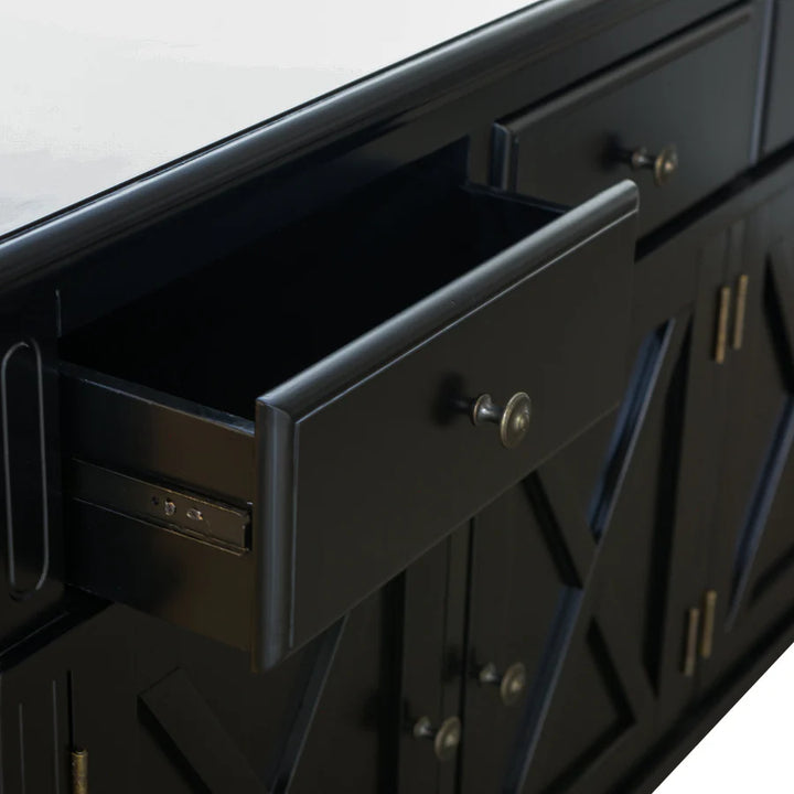 Sorrento Hamptons 4 Drawer Buffet Black