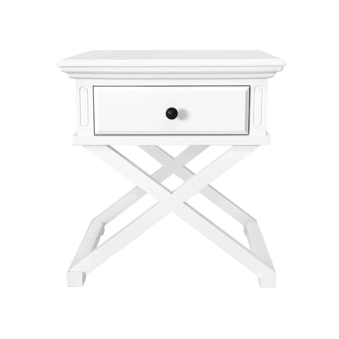 Sorrento White Bedside With Cross Legs