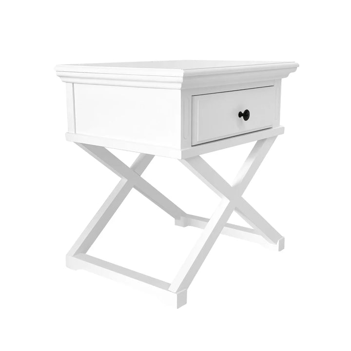 Sorrento White Bedside With Cross Legs