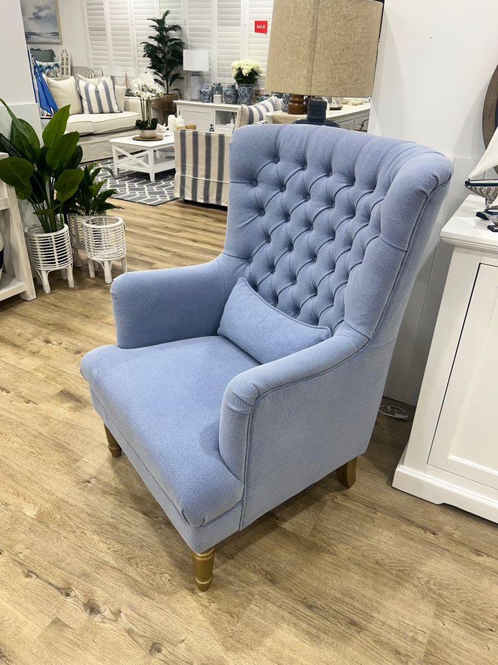 Hampton Sky Blue Wingback Armchair