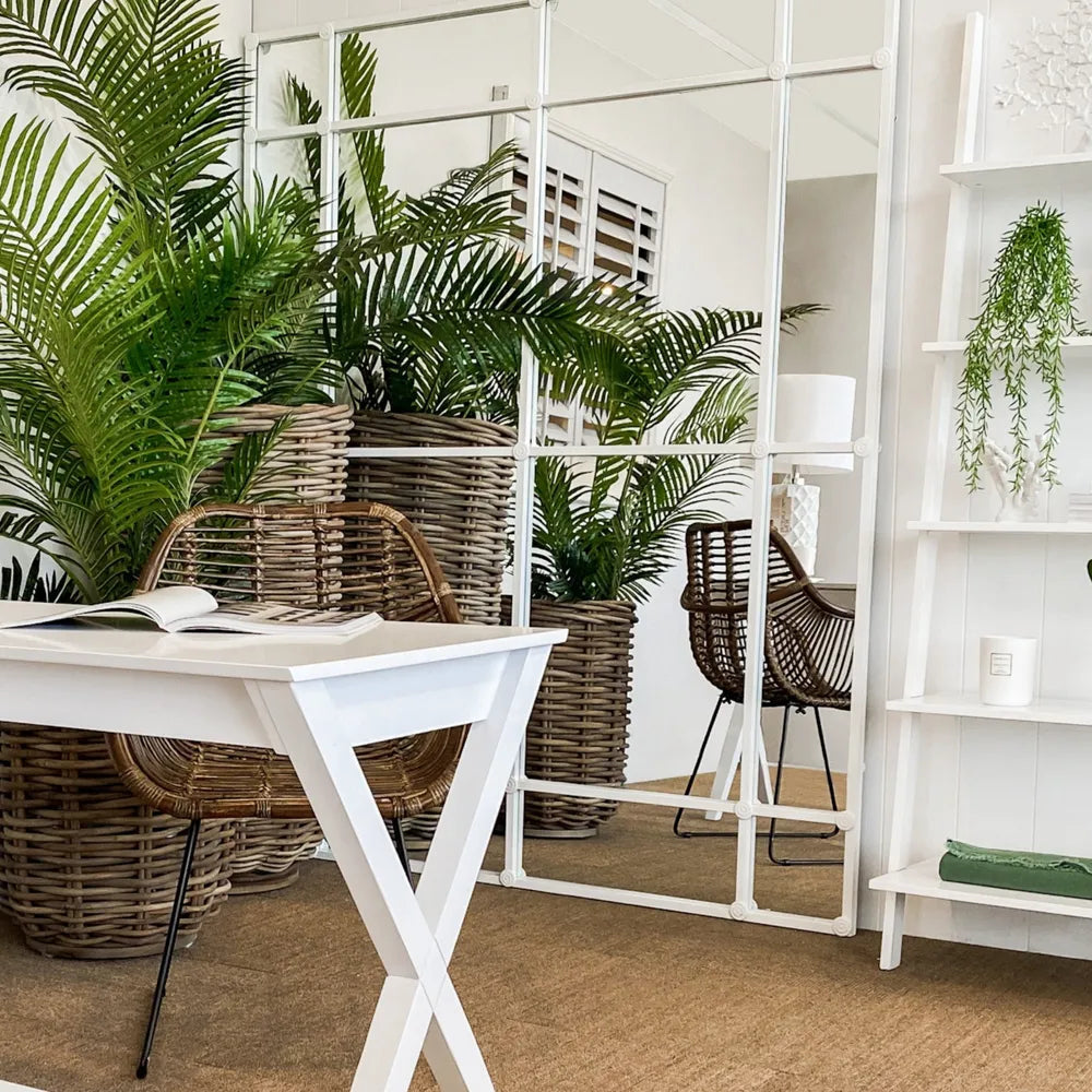 CRAWFORD RECTANGULAR 16 PANE IRON FRAMED MIRROR - WHITE