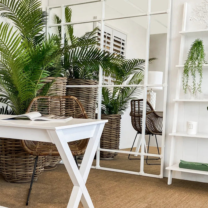 CRAWFORD RECTANGULAR 16 PANE IRON FRAMED MIRROR - WHITE