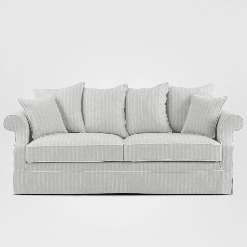 Ayla Hamptons 3 Seater Sofa Silvergrey Stripe