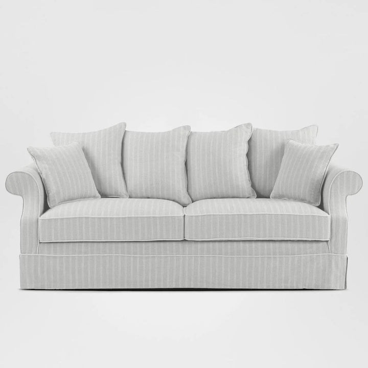 Ayla Hamptons 3 Seater Sofa Silvergrey Stripe