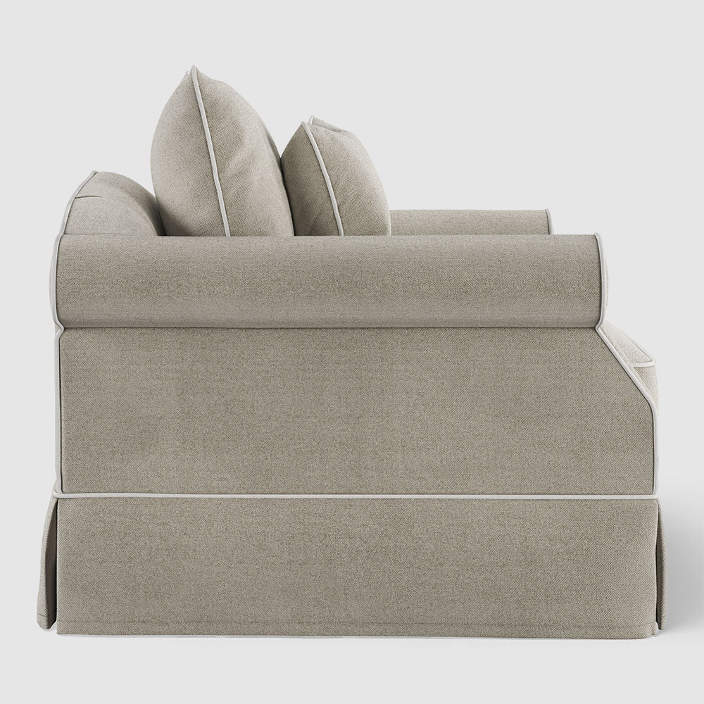 Ayla Hamptons Armchair Natural with White Piping