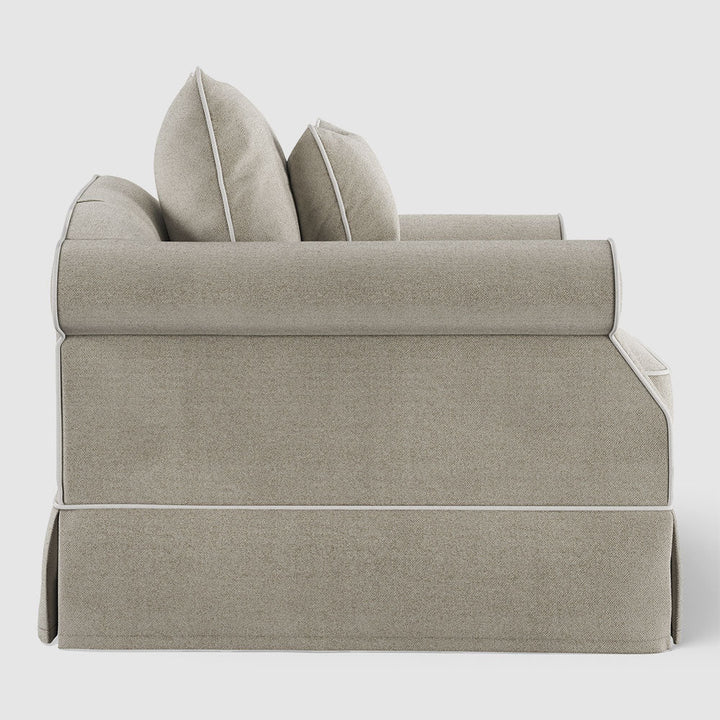 Ayla Hamptons Armchair Natural with White Piping