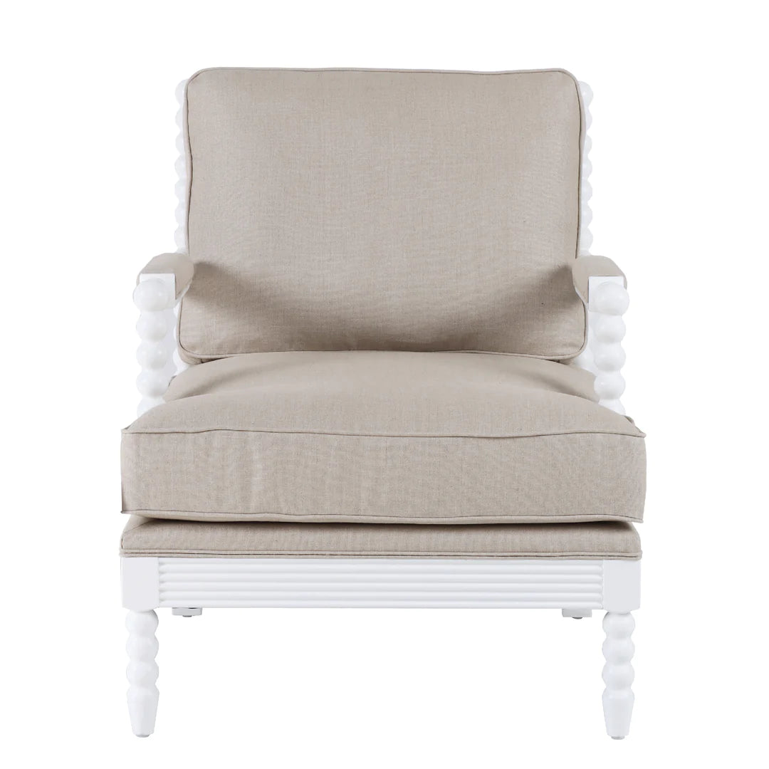 Hamptons White Bobbin Armchair