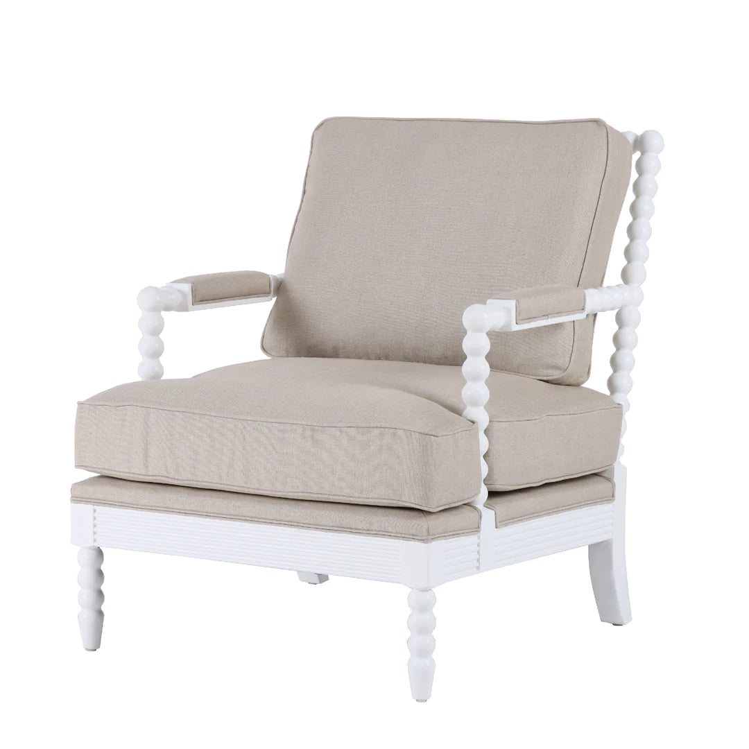 Hamptons White Bobbin Armchair