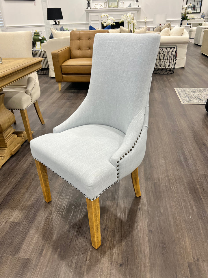 Hampton Studded Duck Egg Oakwood Dining Chair