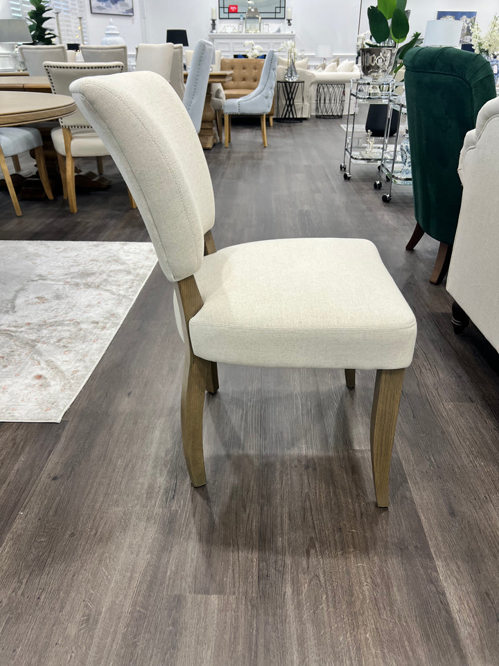 Clara Oakwood Linen Dining Chair Beige No Nails Brown Legs
