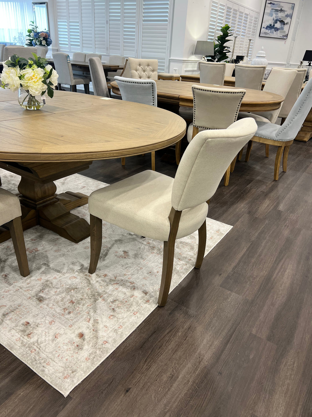 Clara Oakwood Linen Dining Chair Beige No Nails Brown Legs