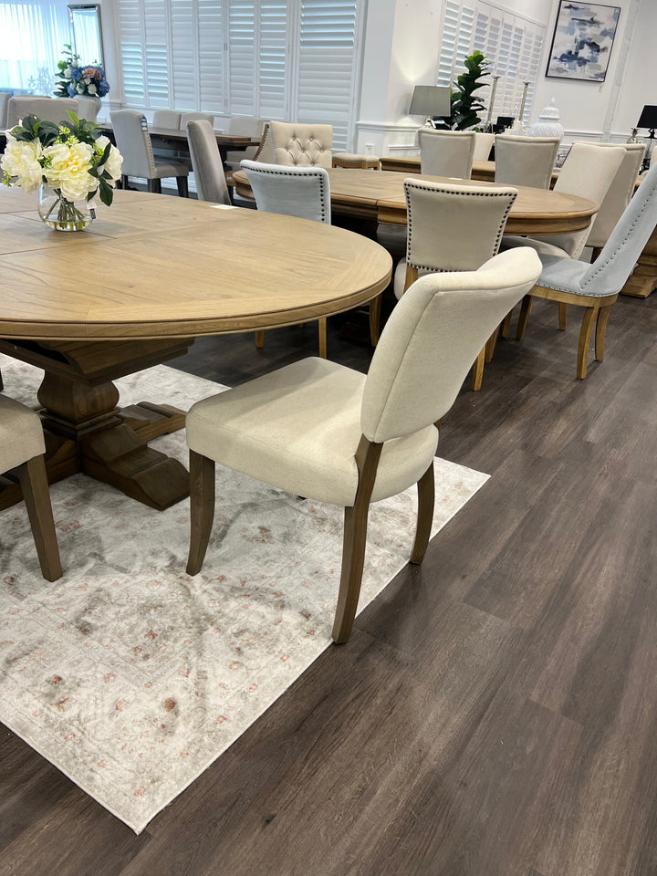Clara Oakwood Linen Dining Chair Beige No Nails Brown Legs