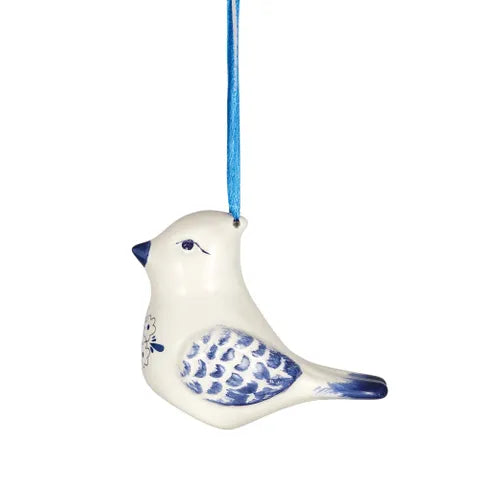 Bird Hanger Ceramic Blue/White