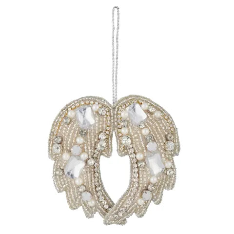 Beaded Wings Hang w/ Jewel Foam 10cm Sil