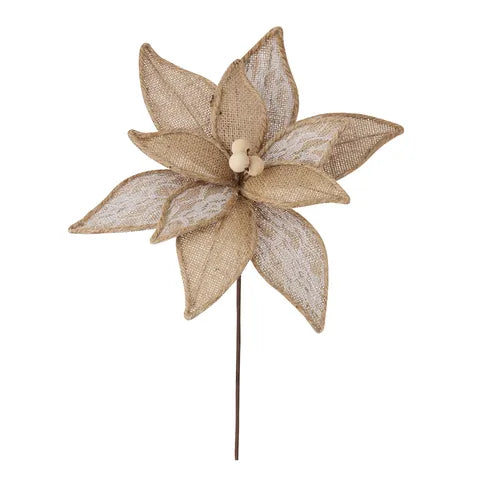 Poinsetia Stem Polyester 29x35cm Cream