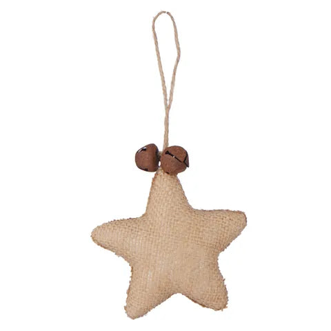 Hanging Star w/Bells 11x11cm Cream