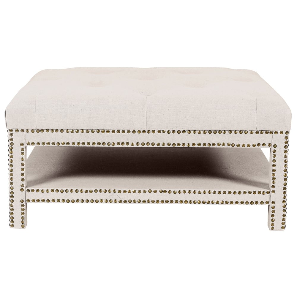 Serena Tufted Square Ottoman - Natural