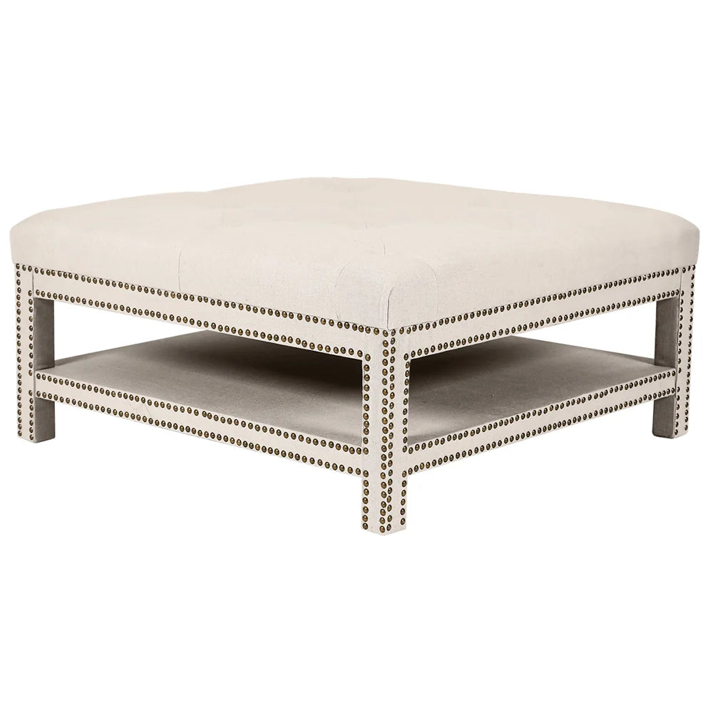 Serena Tufted Square Ottoman - Natural