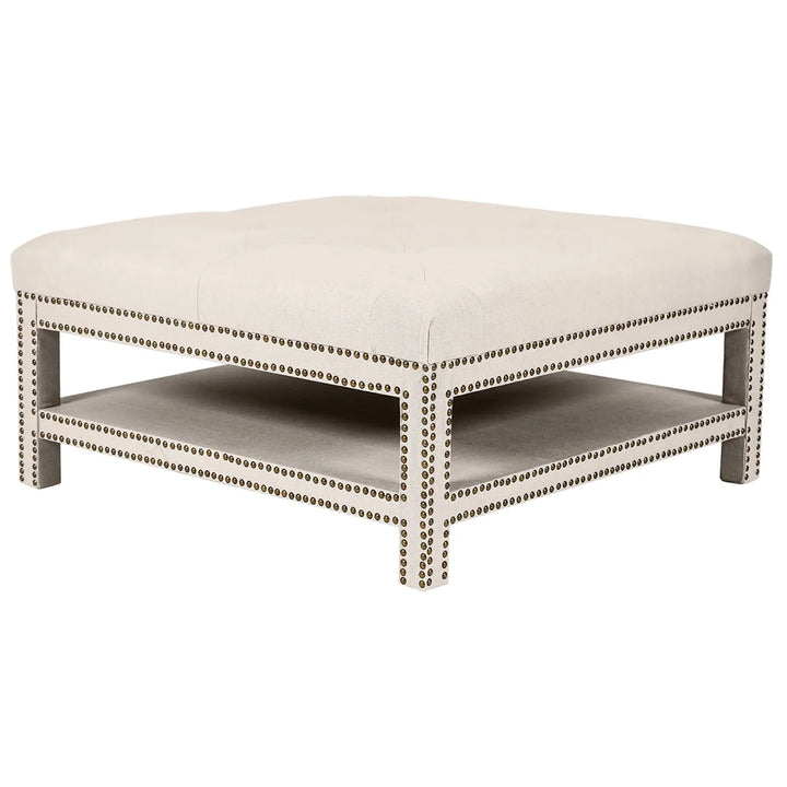 Serena Tufted Square Ottoman - Natural
