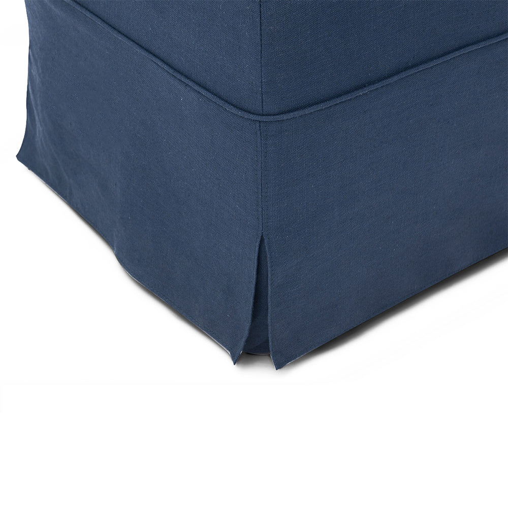 Brighton Slip Cover Bench Ottoman - Navy Linen FLOORSTOCK