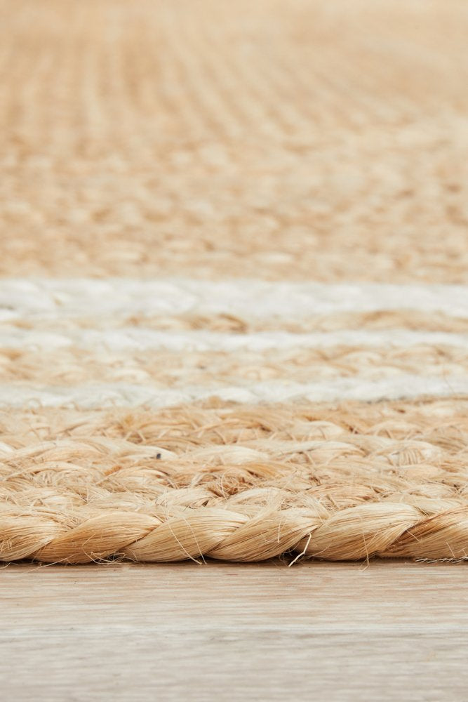 Bondi Natural White Stripe Jute Rug