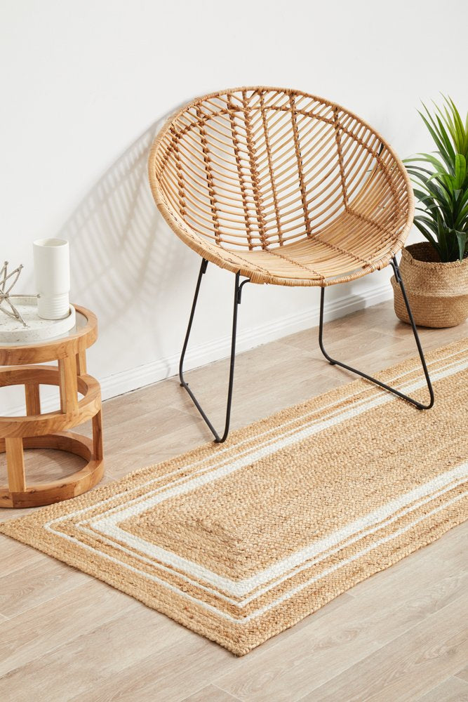 Bondi Natural White Stripe Jute Rug
