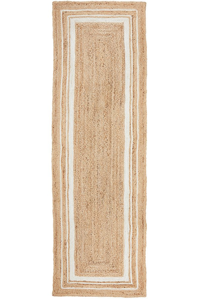 Bondi Natural White Stripe Jute Rug