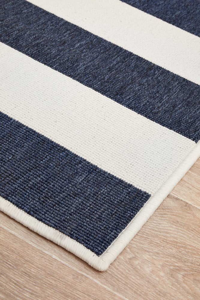 Outdoor Navy Stripe Rug