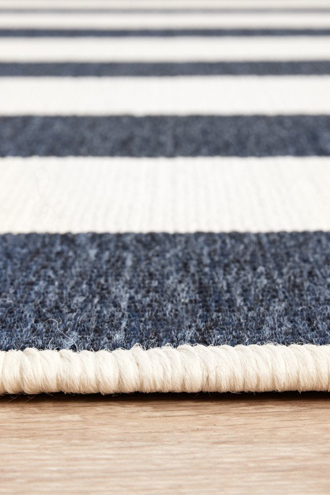 Outdoor Navy Stripe Rug