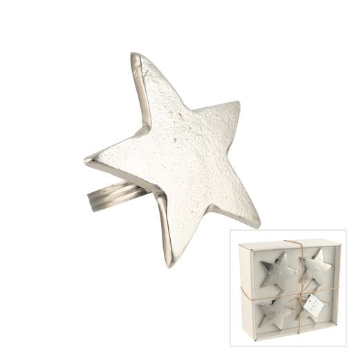 Star Napkin Ring Silver Set 4